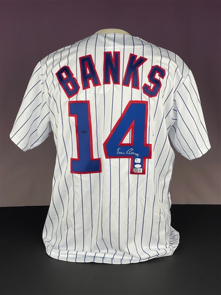 Ernie Banks Signed Chicago Cubs Jersey (Beckett)