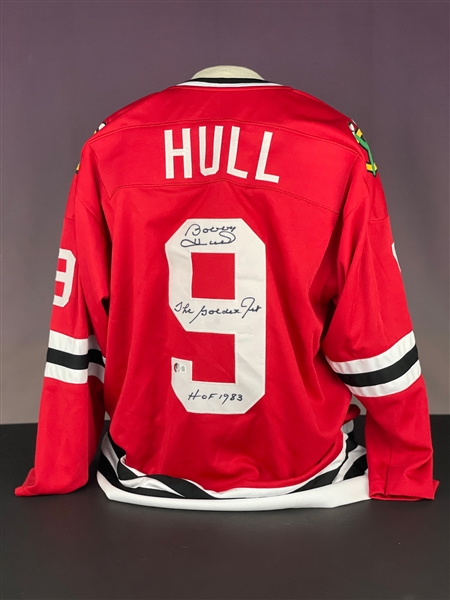 Bobby Hull Signed Chicago Blackhawks Sweater "The Golden Jet HOF 1983" (Beckett)