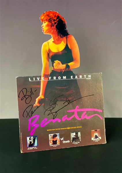 Pat Benatar Signed Record Store Standee for LP <em>Live from Earth</em> (Beckett)