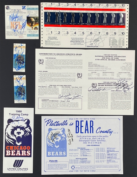 Chicago Bears Signed Photo and Ticket Collection of 33 Pieces with Singletary, McMahon, Dent and Others (BAS)