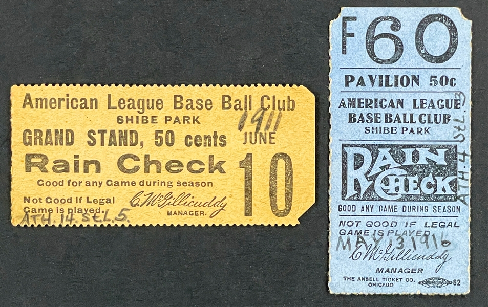 1911 And 1916 Philadelphia Athletics Ticket Stub Pair (2)