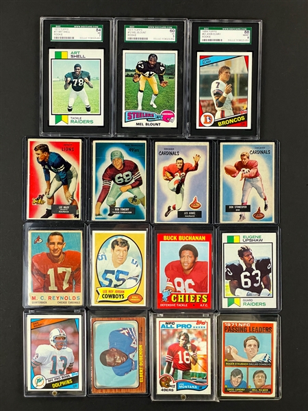 1950s to 1990s Football Card Shoebox Collection of 109 Incl. 1984 Topps John Elway Rookie SGC NM-MT 8