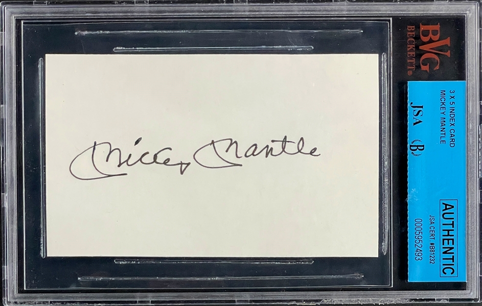 Mickey Mantle Signed Index Card (Beckett/JSA Encapsulated)