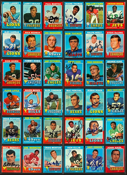 1971 Topps Football Signed Card Collection of 38 Incl. Floyd Little, Alex Karras and Other Hall of Famers (Beckett)