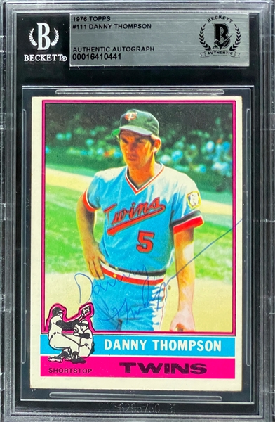 1976 Topps #111 Danny Thompson Signed Card (Encapsulated by Beckett)