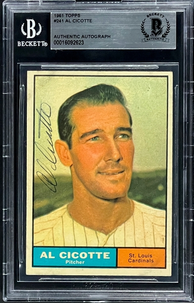 Al Cicotte Signed 1961 Topps Card #241 (Beckett)