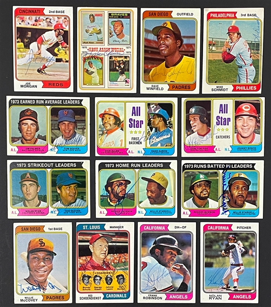 1974 Topps Baseball Signed Near Set (517/660) and Traded Set  (39/44)