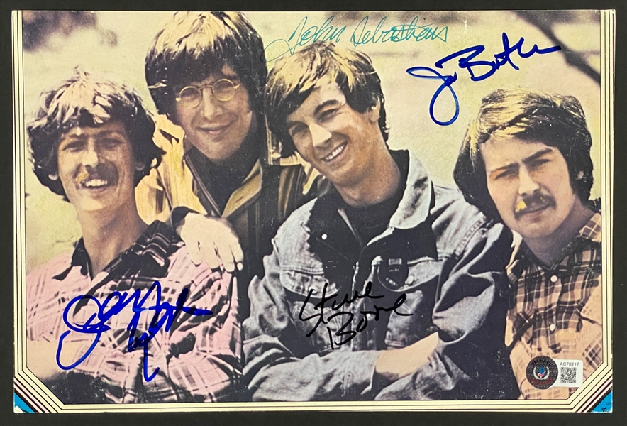 Lovin Spoonful Band Signed Photo - Joe Butler, Steve Boone, John Sebastian, and Jim Yester (BAS)