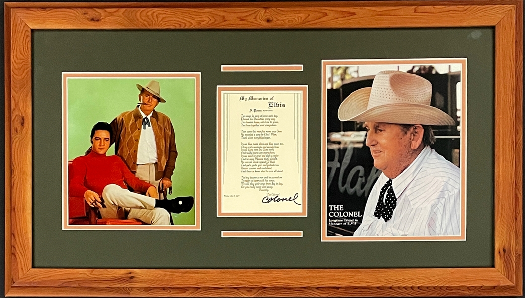 Colonel Tom Parker Signed Copy of His Poem "My Memories of Elvis" in Framed Display (Beckett)