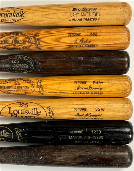 Group of Seven H&B/Louisville Slugger Game Used Bats Incl. Gary Matthews, Marquis Grissom and Others