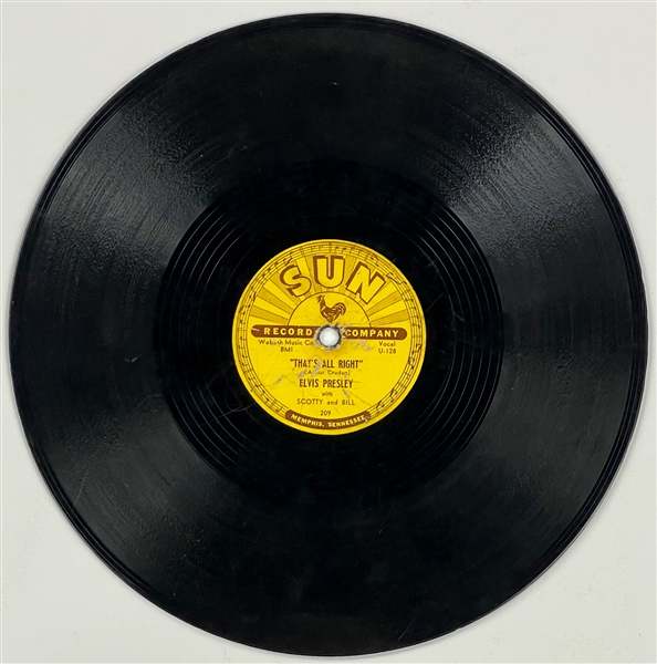 1954 Elvis Presley SUN Records #209 10-Inch 78 RPM "Thats All Right" / "Blue Moon of Kentucky"