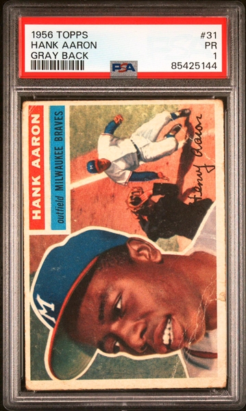 1956 Topps #31 Hank Aaron Grey Back - PSA PR 1