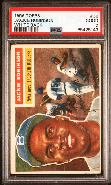 1956 Topps #30 Jackie Robinson White Back - PSA GD 2