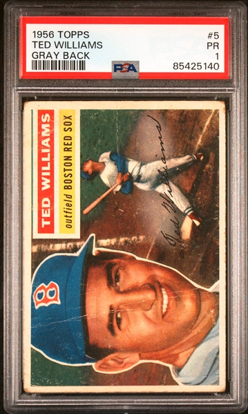 1956 Topps #5 Ted Williams Grey Back - PSA PR 1