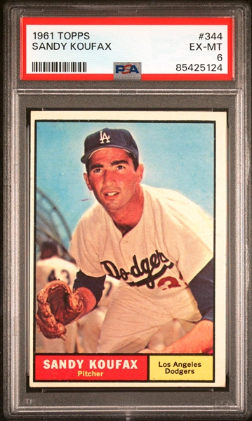 1961 Topps #344 Sandy Koufax - PSA EX-MT 6