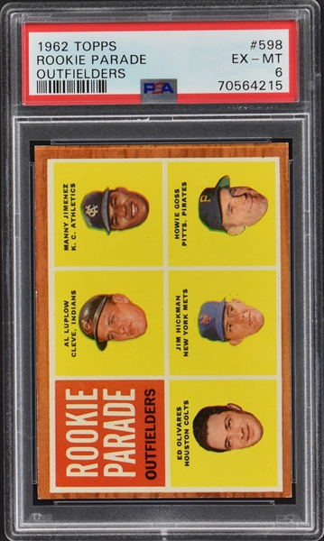 1962 Topps #558 Rookie Parade Outfielders – PSA EX-MT 6
