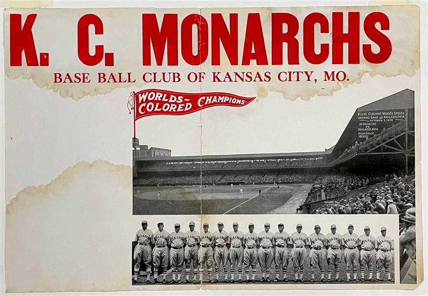 1920s Kansas City Monarchs "World Colored Champions" Advertising Broadside