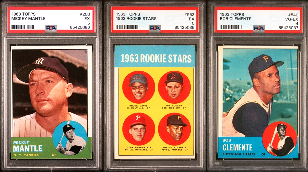 1963 Topps Baseball Near Set (574/576) Incl #200 Mickey Mantle PSA EX 5