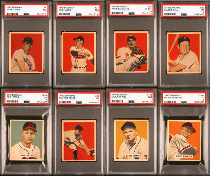 1949 Bowman Baseball Partial Set (193/240) with Five PSA NM 7s