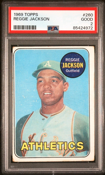 1969 Topps #260 Reggie Jackson Rookie Card - PSA GD 2