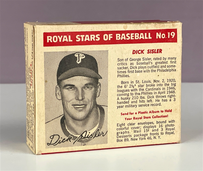 1950 Royal Desserts Dick Sisler Box