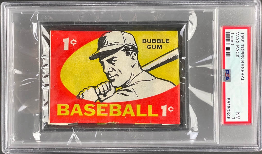 1959 Topps Baseball Unopened 1-Cent Pack - PSA NM 7