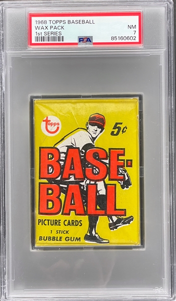 1968 Topps Baseball Unopened 5-Cent Pack - PSA NM 7