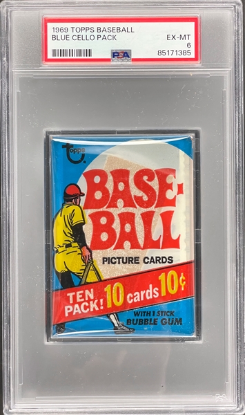 1969 Topps Baseball Unopened 10-Cent Pack - PSA EX-MT 6