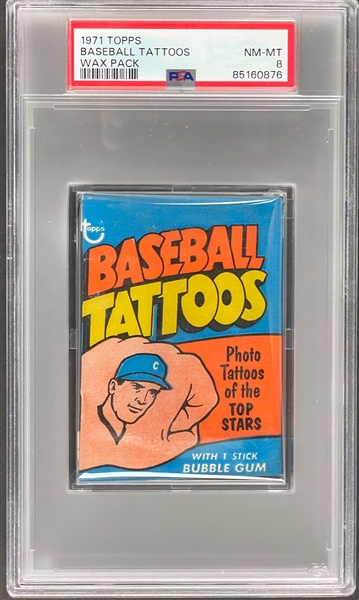 1971 Topps Baseball Tattoos Unopened 5-Cent Pack - PSA NM-MT 8
