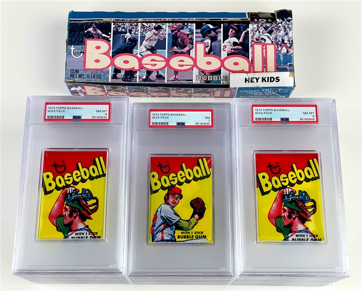 1973 Topps Baseball 10-Cent Display Box With Twenty PSA-Graded Unopened Packs