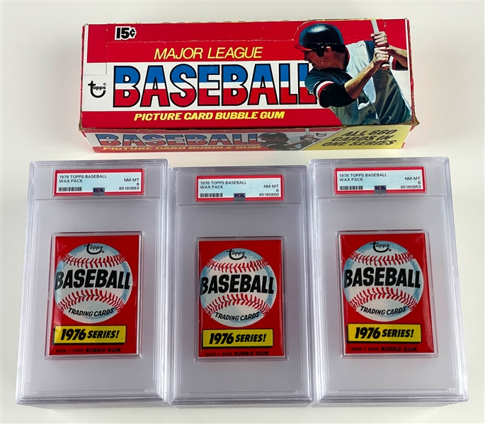 1976 Topps Baseball Box With 17 PSA-Graded Unopened Packs