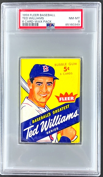 1959 Fleer Ted Williams Baseball Unopened 5-Cent Pack - PSA NM-MT 8