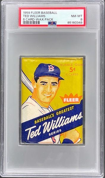 1959 Fleer Ted Williams Baseball Unopened 5-Cent Pack - PSA NM-MT 8