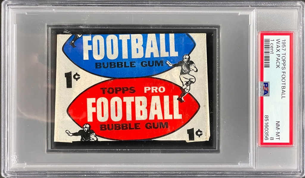1957 Topps Football Unopened 1-Cent Pack - PSA NM-MT 8