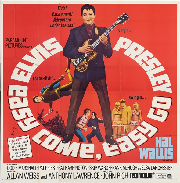 1967 <em>Easy Come, Easy Go</em> Six Sheet Movie Poster - One of the most Impressive Elvis Presley Six Sheets!