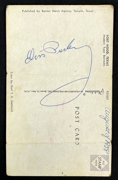 1958 Elvis Presley Signed Postcard - Signed During Army Basic Training in Fort Hood, Texas