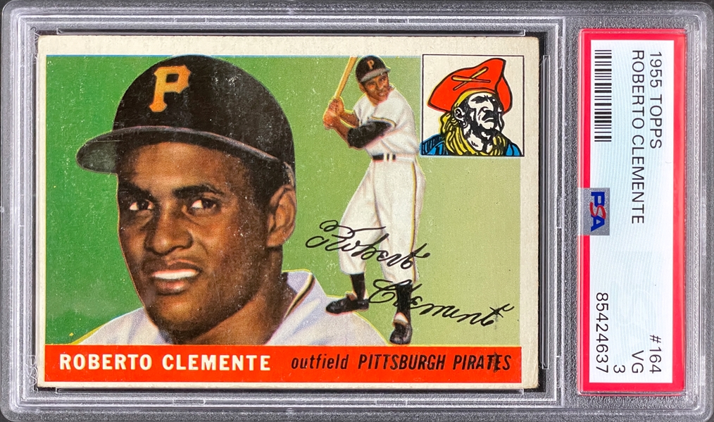 1955 Topps #164 Roberto Clemente Rookie Card - PSA VG 3