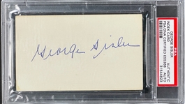 George Sisler Signed Index Card - PSA/DNA Encapsulated