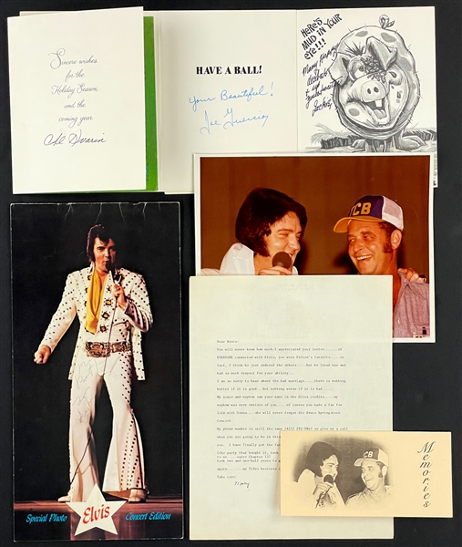 1970s Elvis Presley Show Members Signed Collection of Seven Pieces Incl. Tom Diskin, Joe Guercio, Jackie Kahane and Others