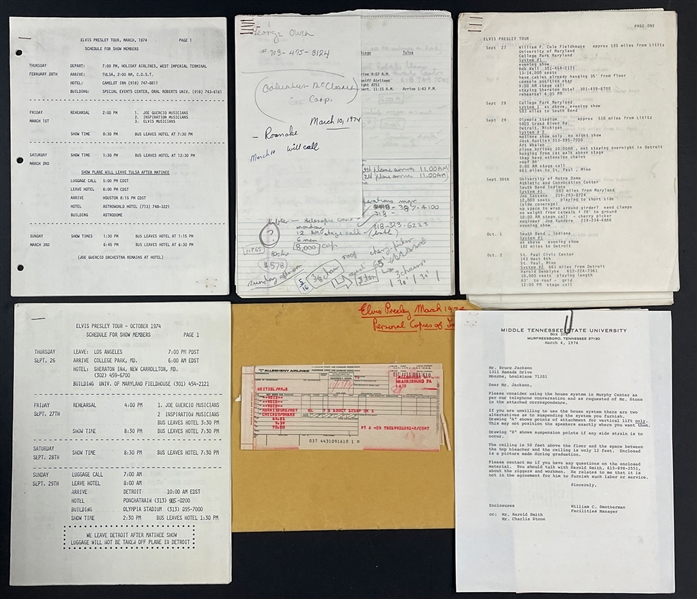 1974 "Elvis Presley Show" Concert Tour Archive Incl. Intineraries, Correspondence and Other Documents