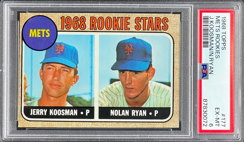 1968 Topps #177 Nolan Ryan Rookie Card - PSA EX-MT 6