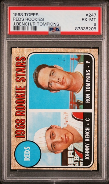 1968 Topps #247 Johnny Bench Rookie Card - PSA EX-MT 6