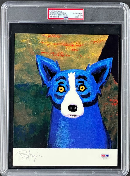 George Rodrigue Signed Iconic "Blue Dog" Print Encapsulated by PSA/DNA