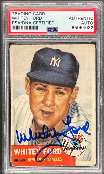 Whitey Ford Signed 1953 Topps Card Encapsulated by PSA/DNA