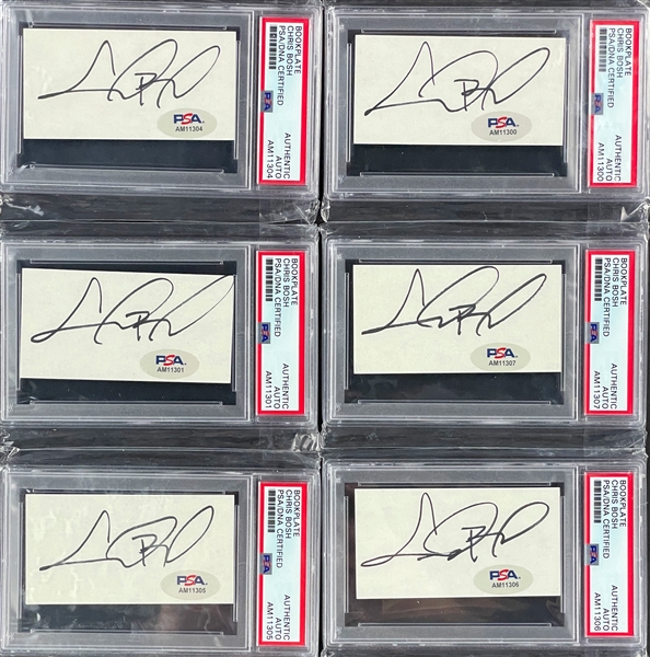 Group of Six Chris Bosh Signed Bookplates Encapsulated by PSA/DNA