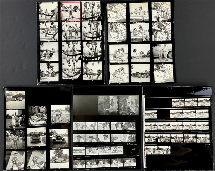 1961 Elvis Presley Five Medium Format and 35mm Contact Sheets with 73 Images on the Set of <em>Follow That Dream</em> on Location in Florida 