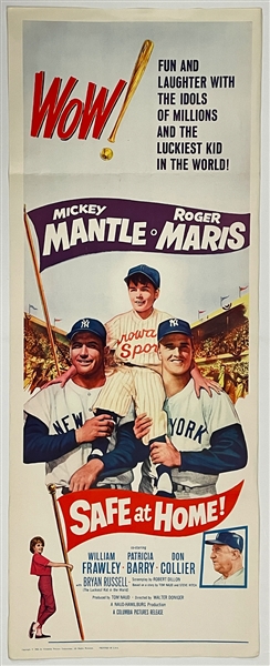 1962 <em>Safe at Home</em> Insert Movie Poster - Starring Mickey Mantle and Roger Maris