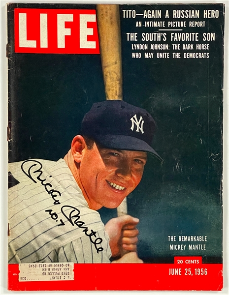 Mickey Mantle Signed 1956 <em>LIFE</em> Magazine (Beckett)