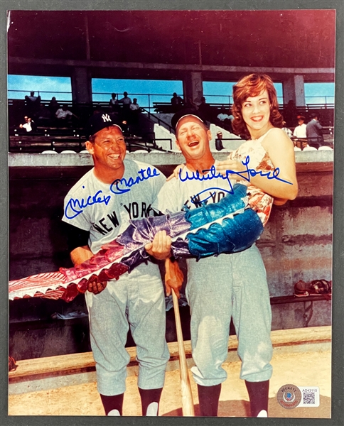 Mickey Mantle and Whitey Ford Signed Photo Holding Mermaid (Beckett)