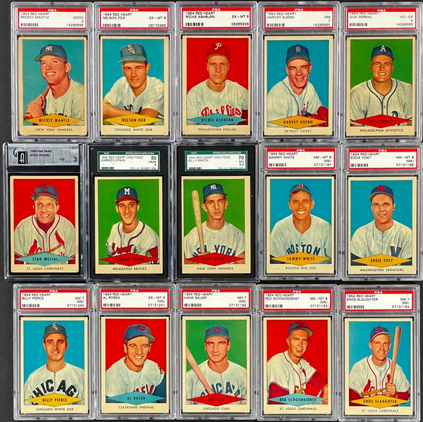 1954 Red Heart Baseball Complete Set (33) - All PSA/SGC Graded